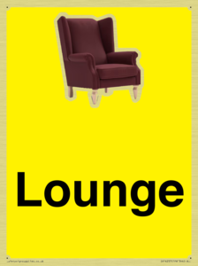 Lounge Dementia Friendly Yellow SIgn